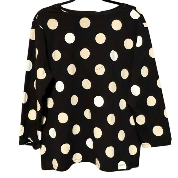 Chico’s The Perfect Tee 3/4 Sleeve Polka Dot Black Top Size 1X - Picture 8 of 11